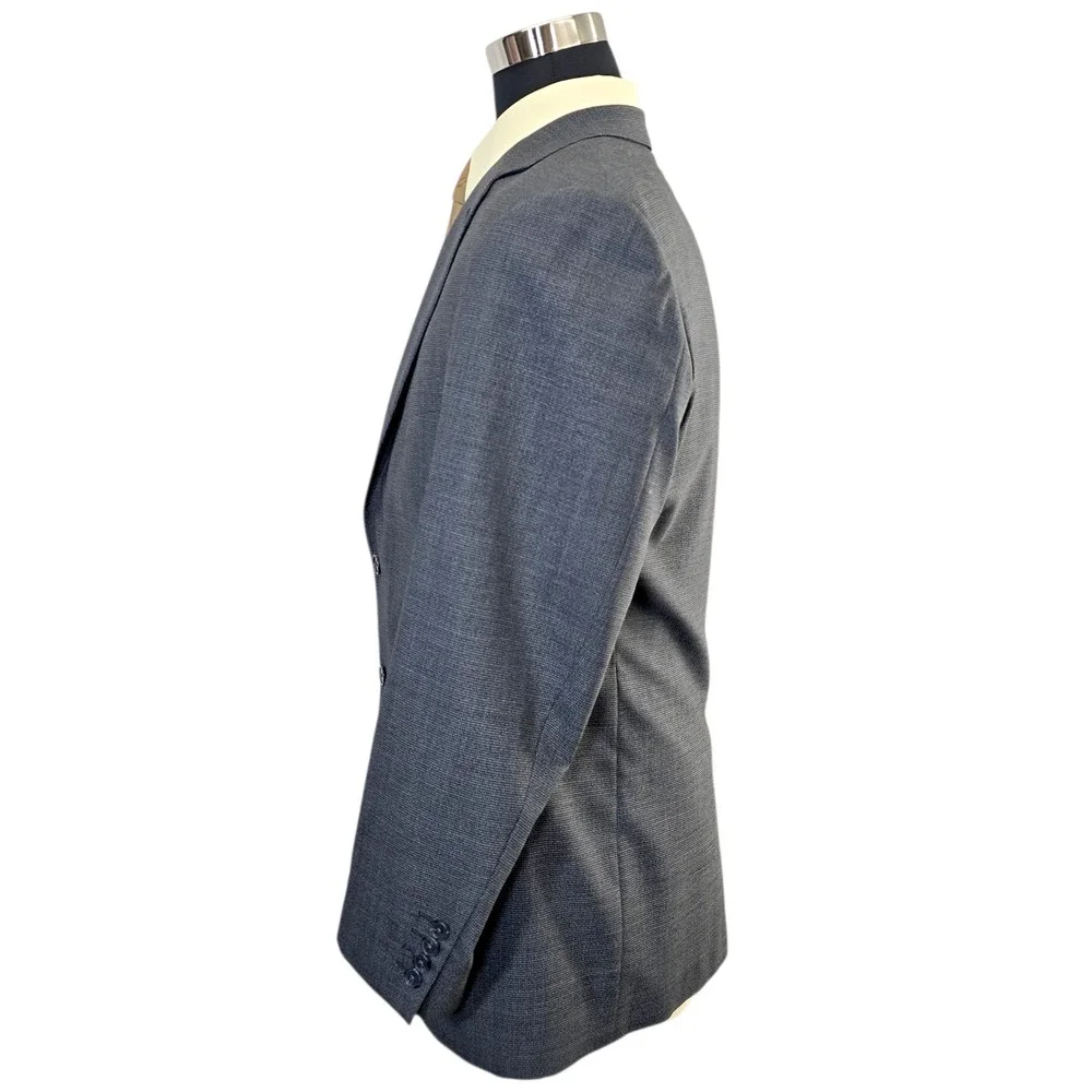 Turnbury Men's Grey Check Wool Blend Suit Jacket Blazer‎ 46R Made in Mexico